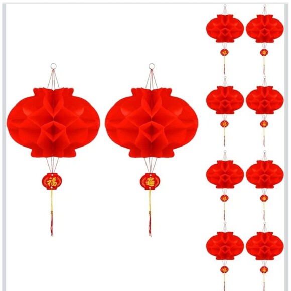 Other - 10 Pack Chinese Red Paper Lanterns Hanging Red Paper Chinese New Year Festive